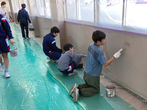 担当のミスで養生などの作業を撮り忘れました（2025年10月30、31日高槻市立阿武山中学校職場体験）