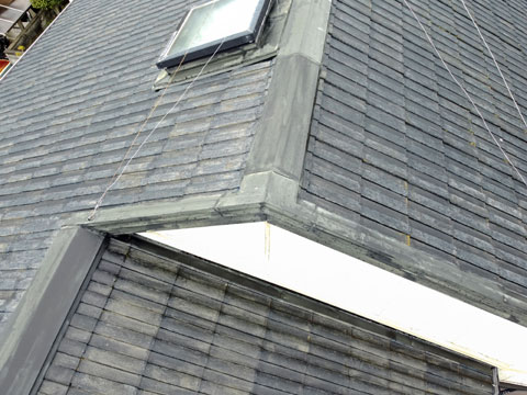 紫外線、雨水などにより棟板金の表面塗膜が劣化し、色あせています。(劣化が進行すると、錆や腐食に繋がります。)