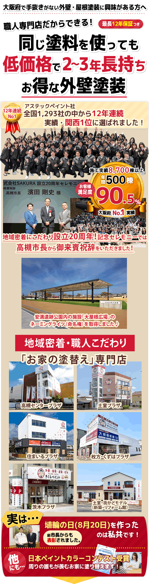 他社と同じ塗料を使っても低価格で2～3年長持ちする外壁塗装。